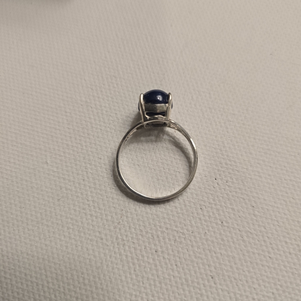 COSTUME JEWLERY Glamorous Lab Made Blue Star Sapphire On Silver Band Size 8.25 - Picture 6 of 13